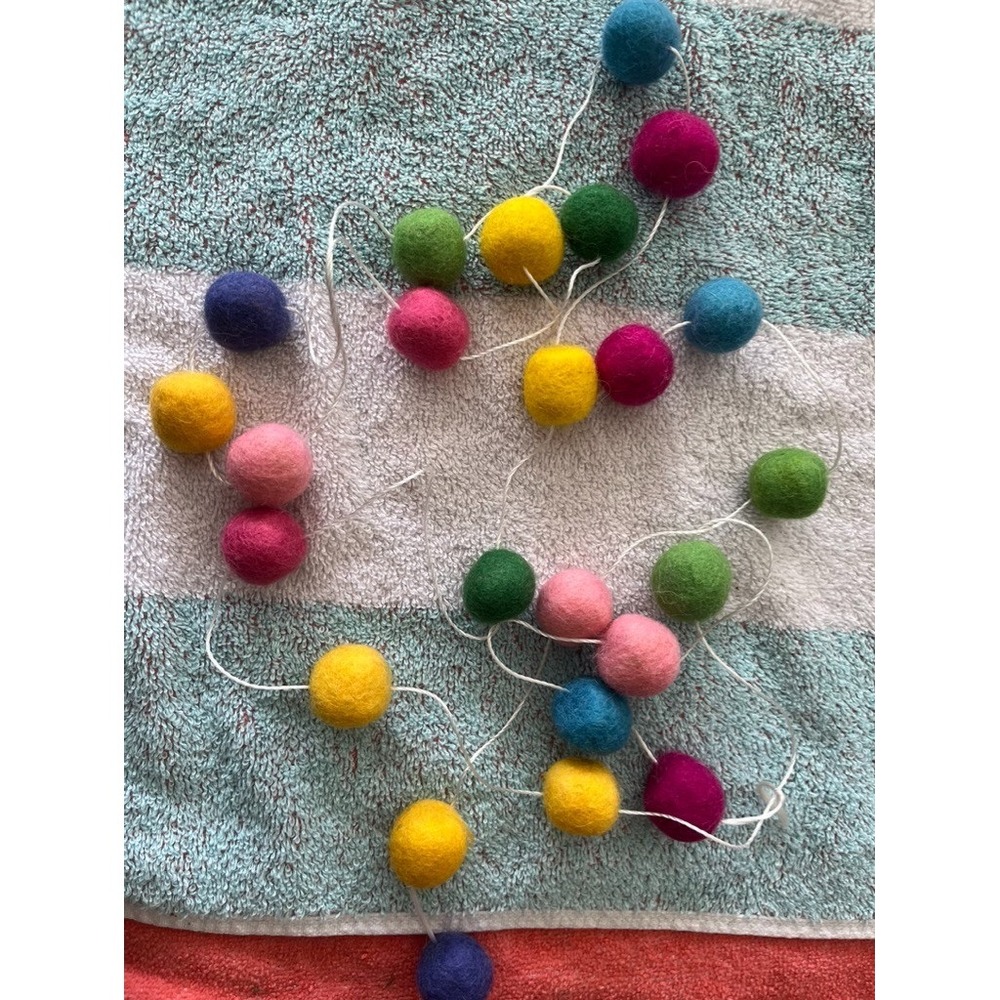 Colorful Felt Ball Garland School Teacher Festive Holiday 74"